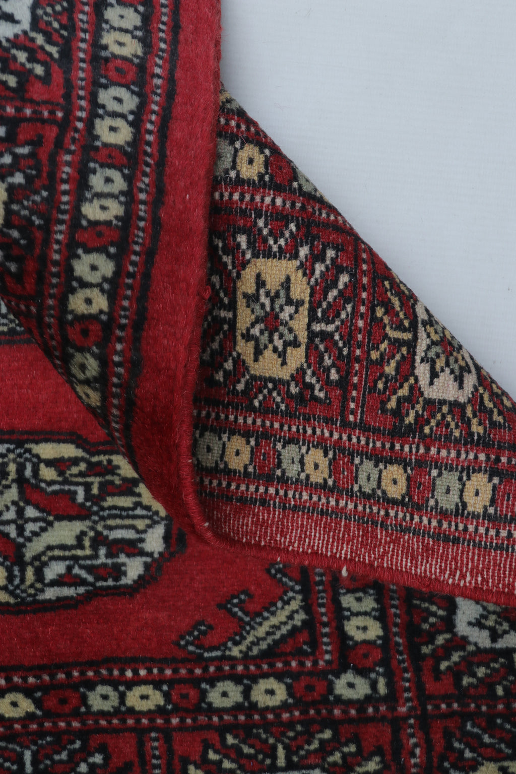 2x3 Red Mori Bokhara Handmade Wool & Cotton Rug | Geometric Hand-Knotted Area Rug