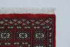 2x3 Red Mori Bokhara Handmade Wool & Cotton Rug | Geometric Hand-Knotted Area Rug