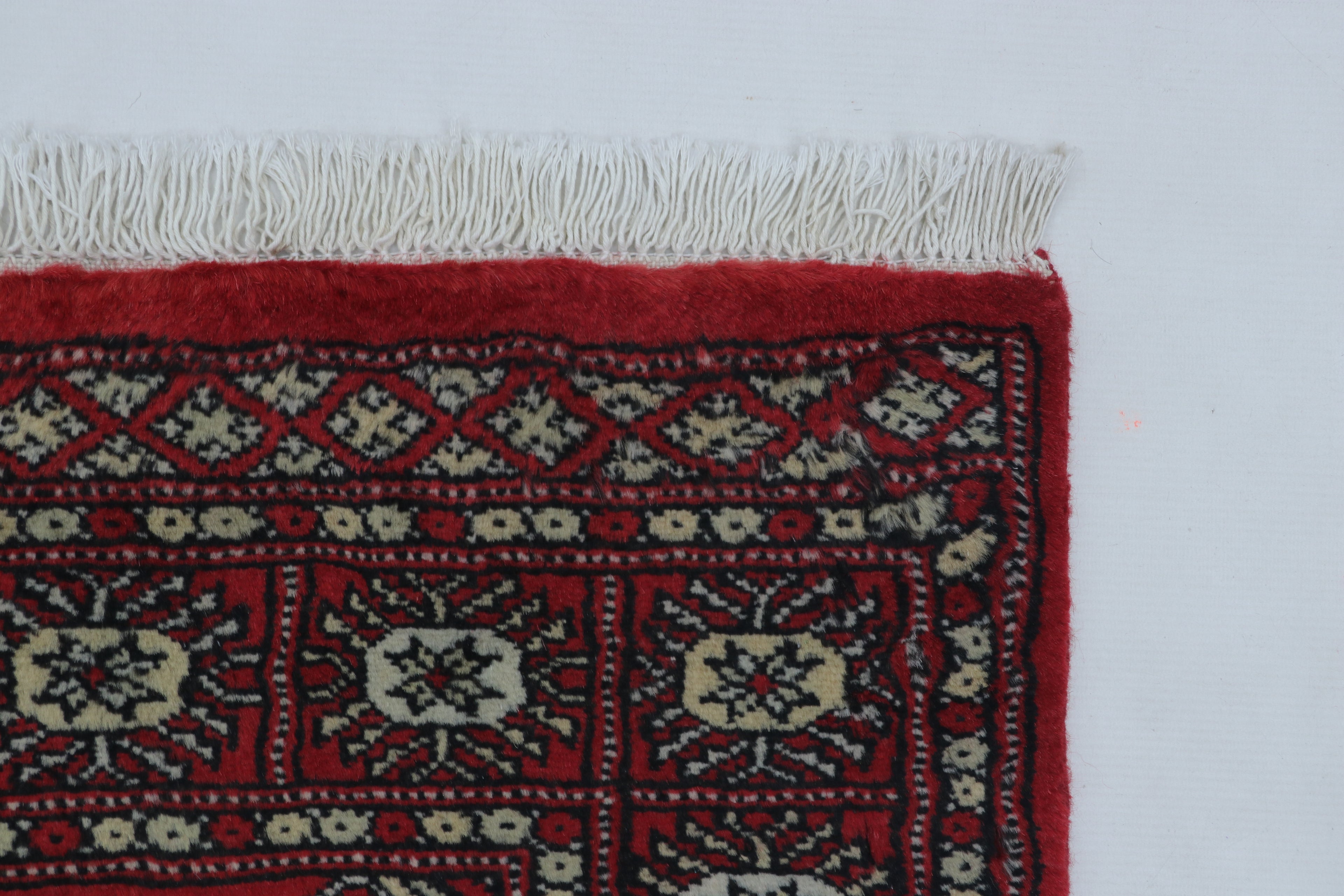 2x3 Red Mori Bokhara Handmade Wool & Cotton Rug | Geometric Hand-Knotted Area Rug