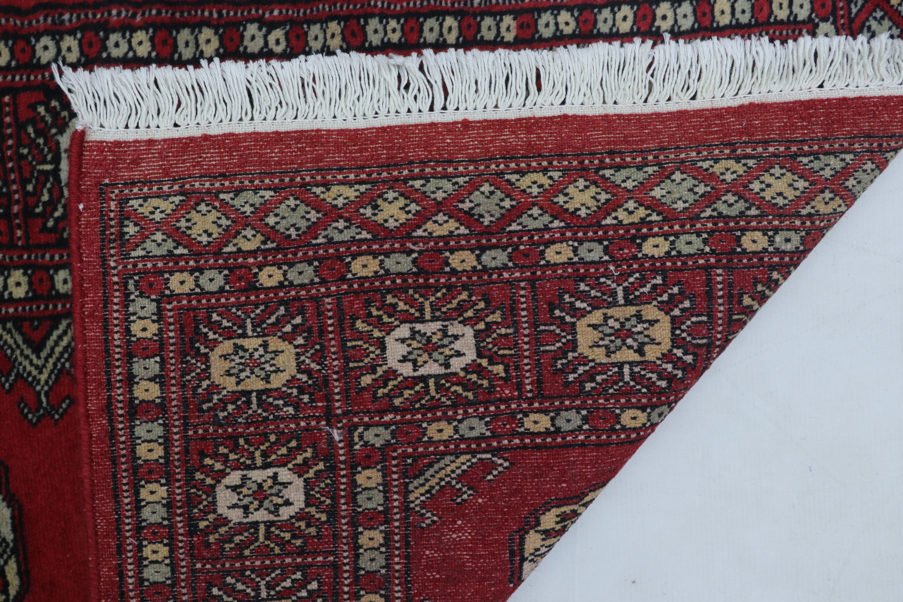 2x3 Red Mori Bokhara Handmade Wool & Cotton Rug | Geometric Hand-Knotted Area Rug