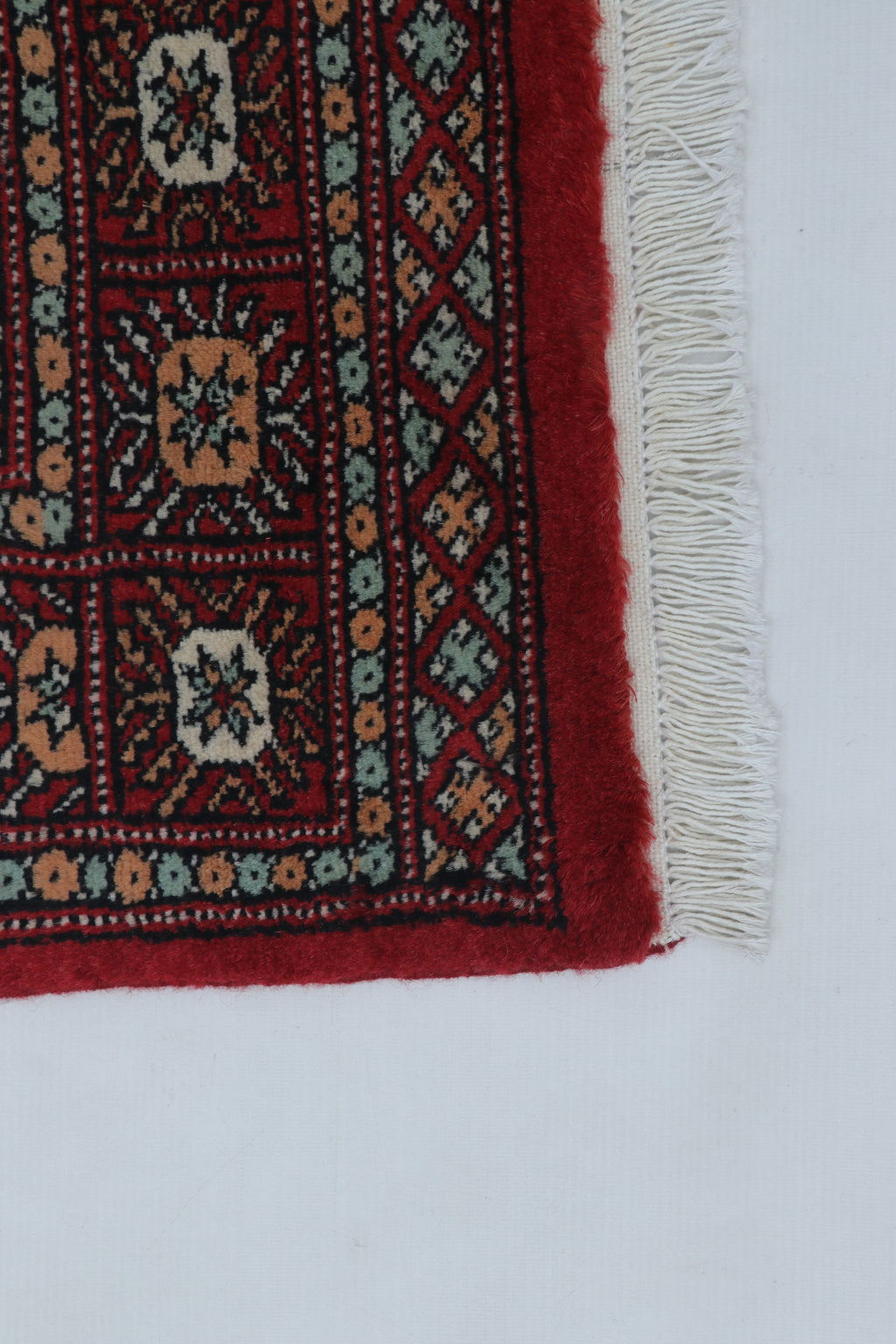 2x3 Red Mori Bokhara Handmade Wool & Cotton Rug | Geometric Hand-Knotted Area Rug