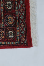 2x3 Red Mori Bokhara Handmade Wool & Cotton Rug | Geometric Hand-Knotted Area Rug