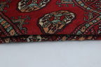 2x3 Red Mori Bokhara Handmade Wool & Cotton Rug | Geometric Hand-Knotted Area Rug