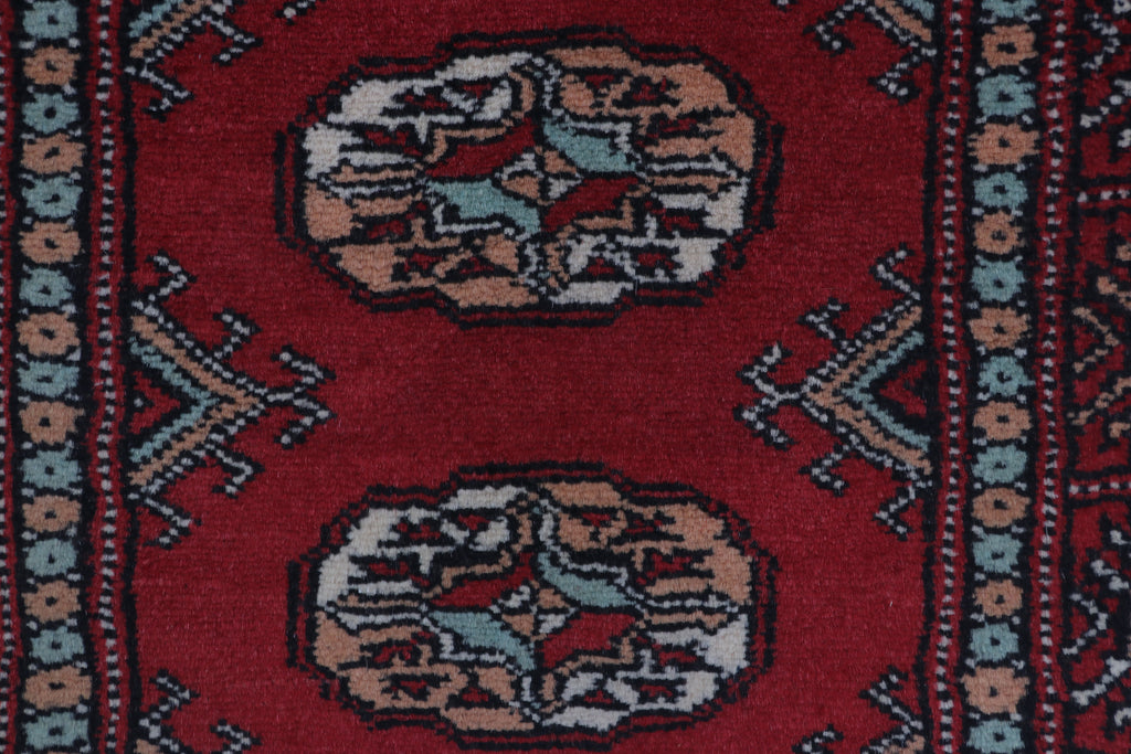 2x3 Red Mori Bokhara Handmade Wool & Cotton Rug | Geometric Hand-Knotted Area Rug