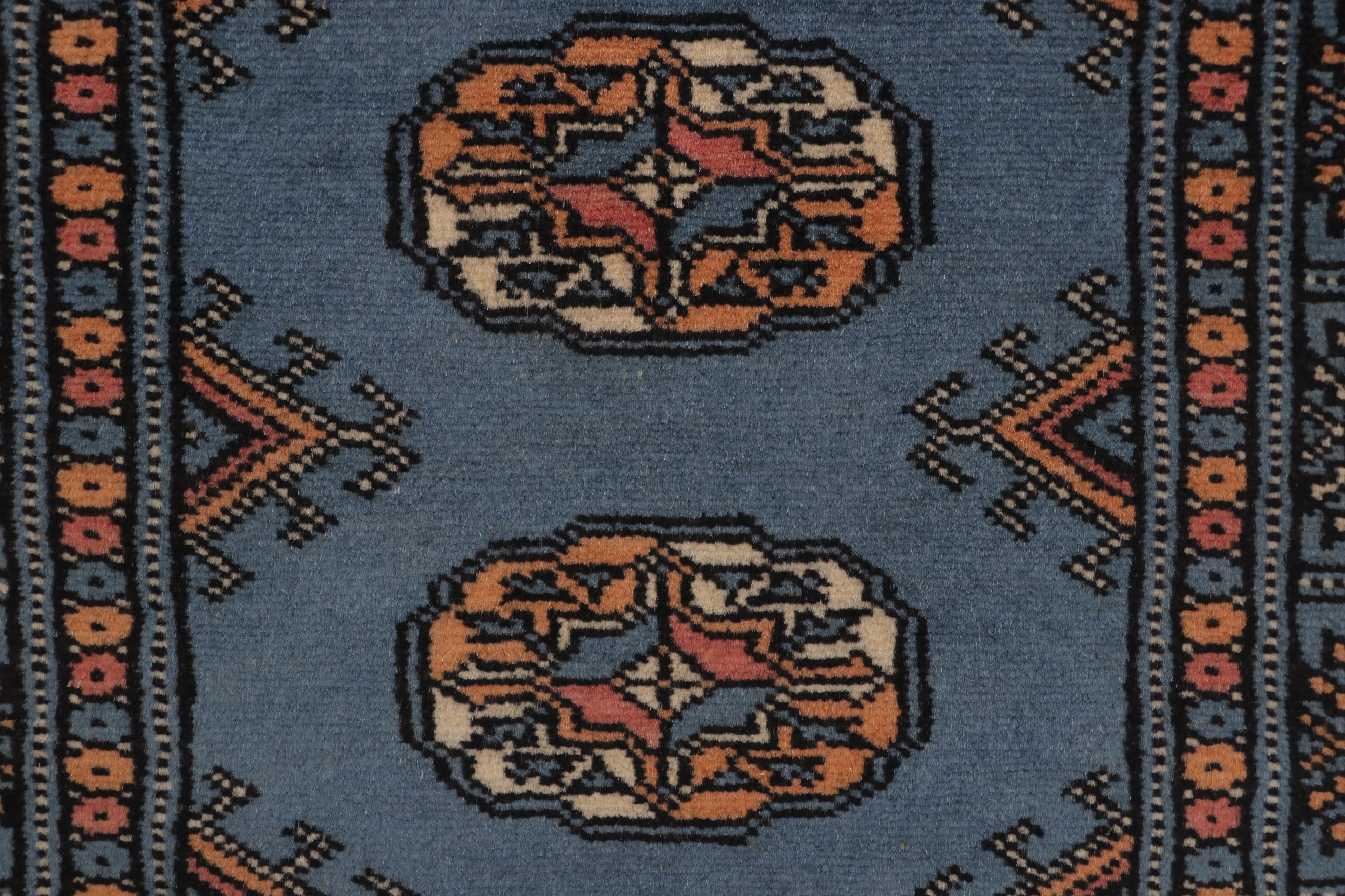 2x3 Blue Mori Bokhara Handmade Wool & Cotton Rug | Geometric Hand-Knotted Area Rug