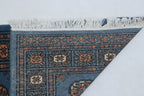 2x3 Blue Mori Bokhara Handmade Wool & Cotton Rug | Geometric Hand-Knotted Area Rug