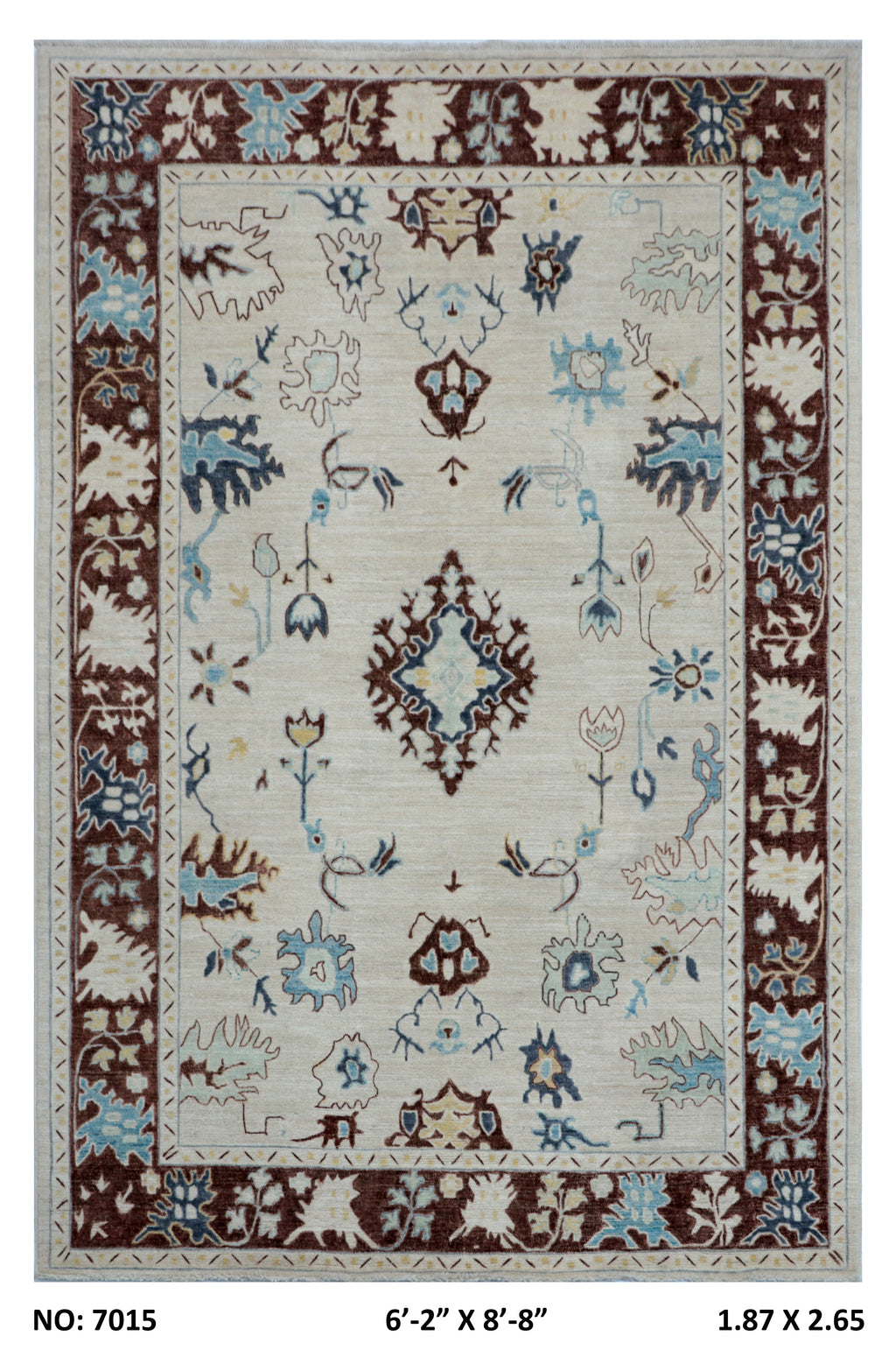 Gray Oushak Rug 6x9 ft | Handmade Wool Floral Area Rug