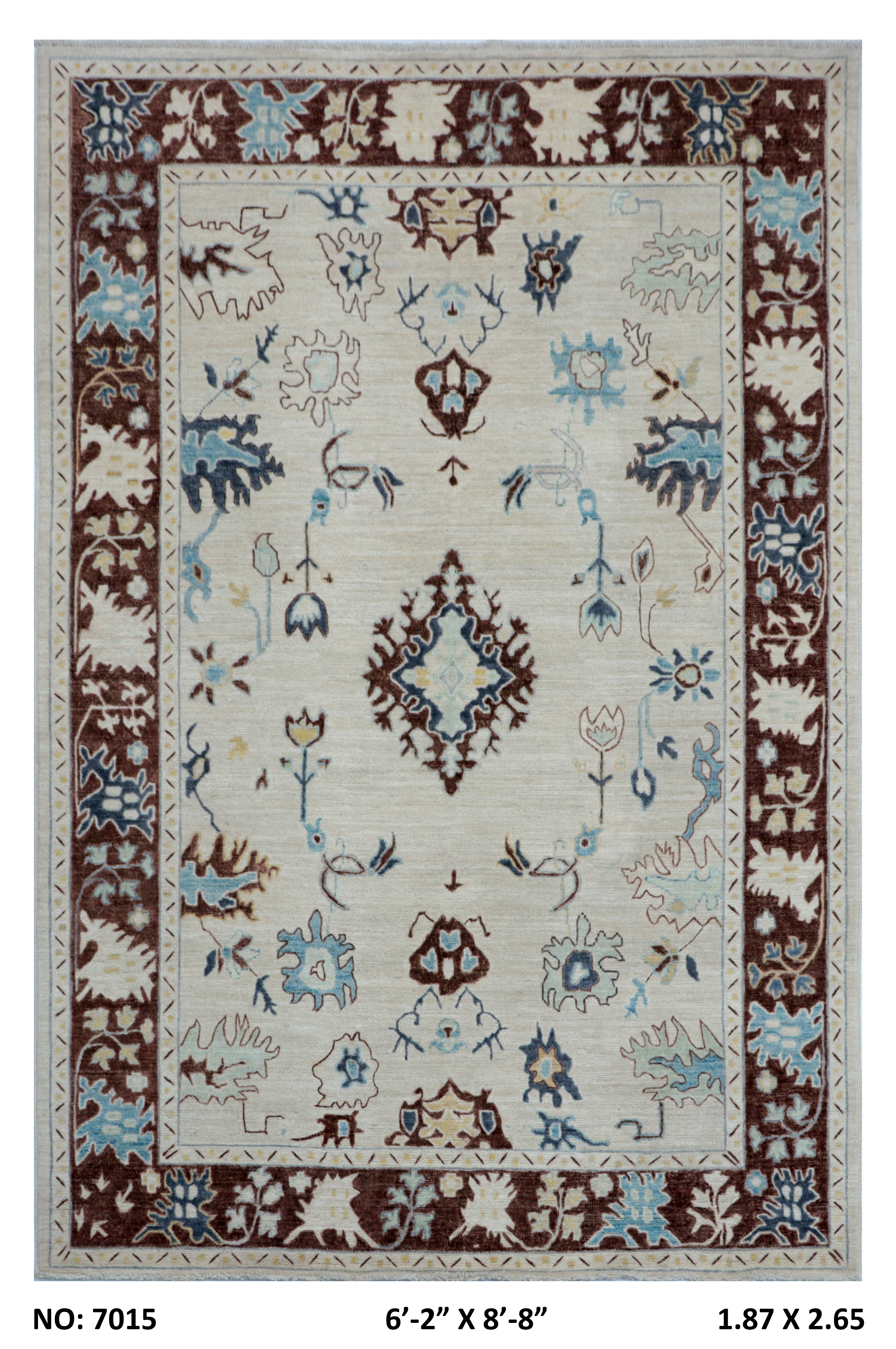Gray Oushak Rug 6x9 ft | Handmade Wool Floral Area Rug