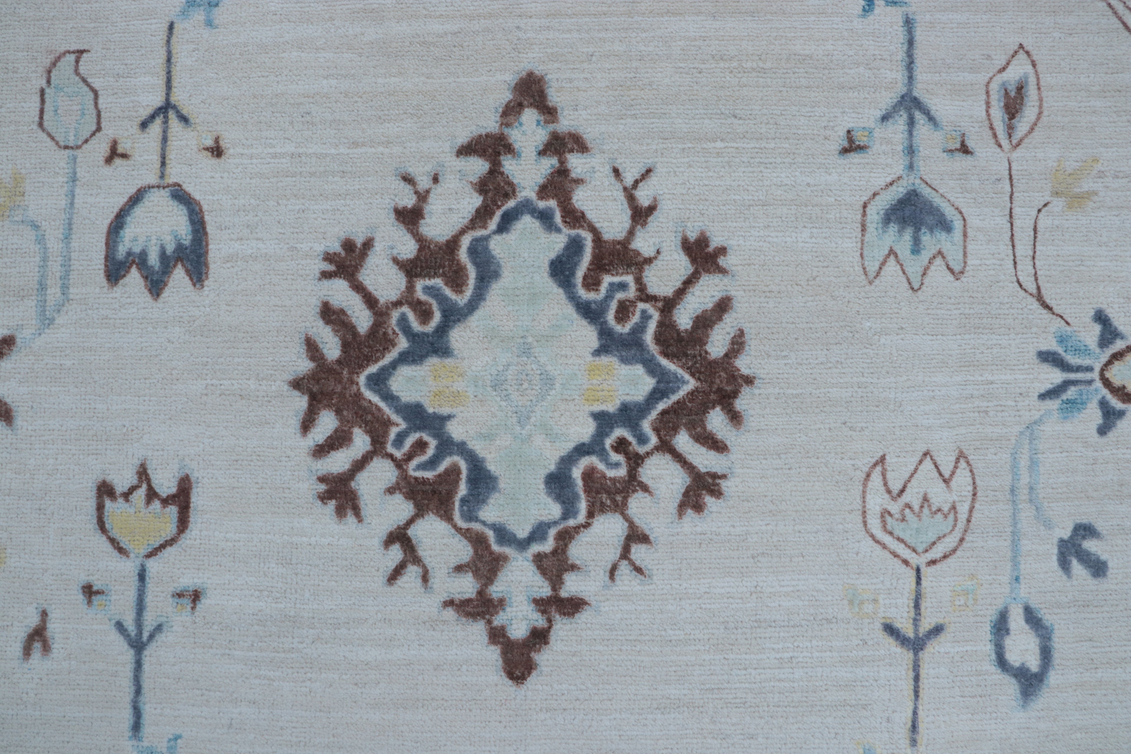 Gray Oushak Rug 6x9 ft | Handmade Wool Floral Area Rug