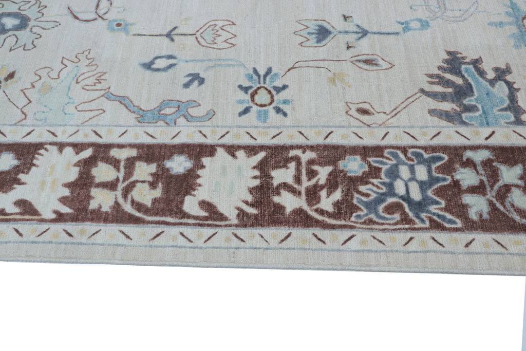 Gray Oushak Rug 6x9 ft | Handmade Wool Floral Area Rug