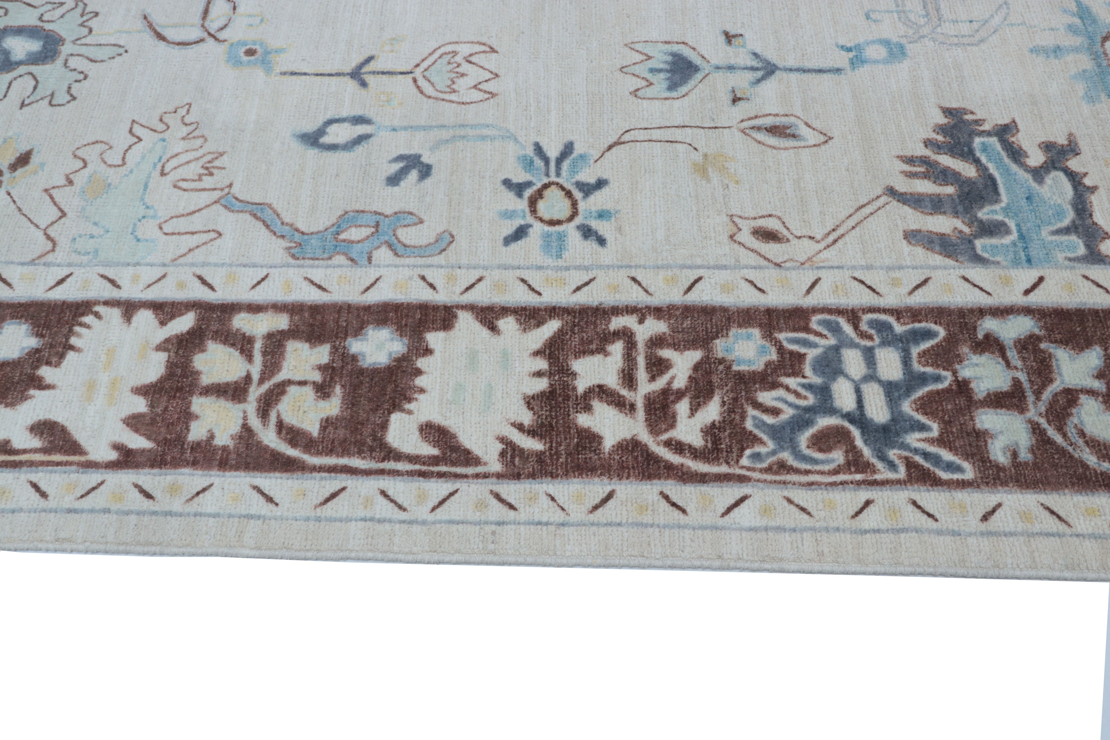Gray Oushak Rug 6x9 ft | Handmade Wool Floral Area Rug