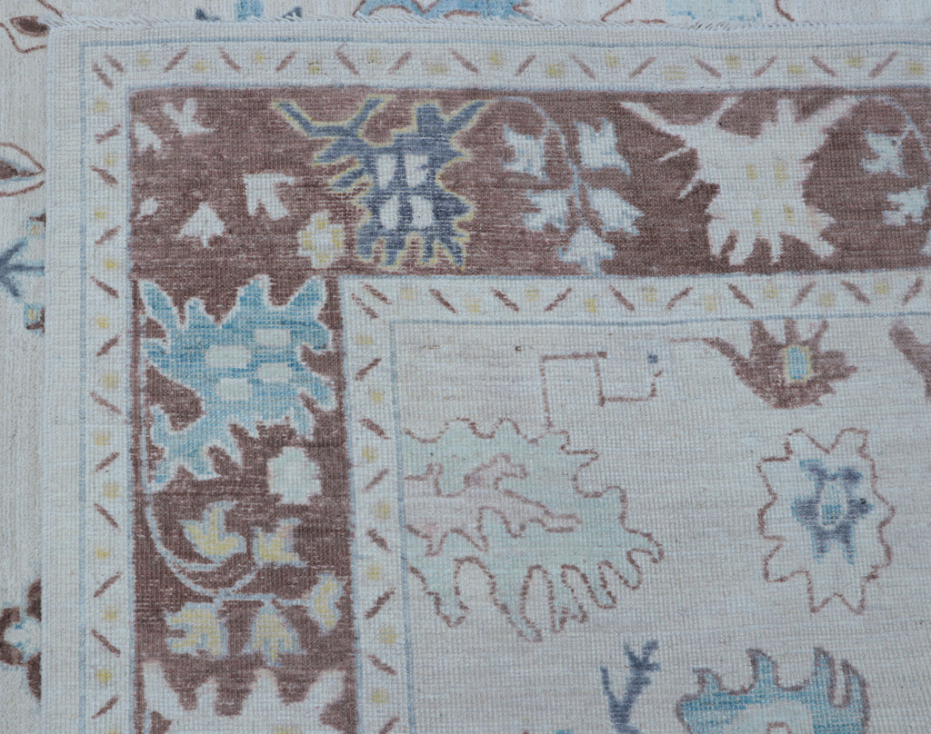 Gray Oushak Rug 6x9 ft | Handmade Wool Floral Area Rug