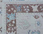 Gray Oushak Rug 6x9 ft | Handmade Wool Floral Area Rug