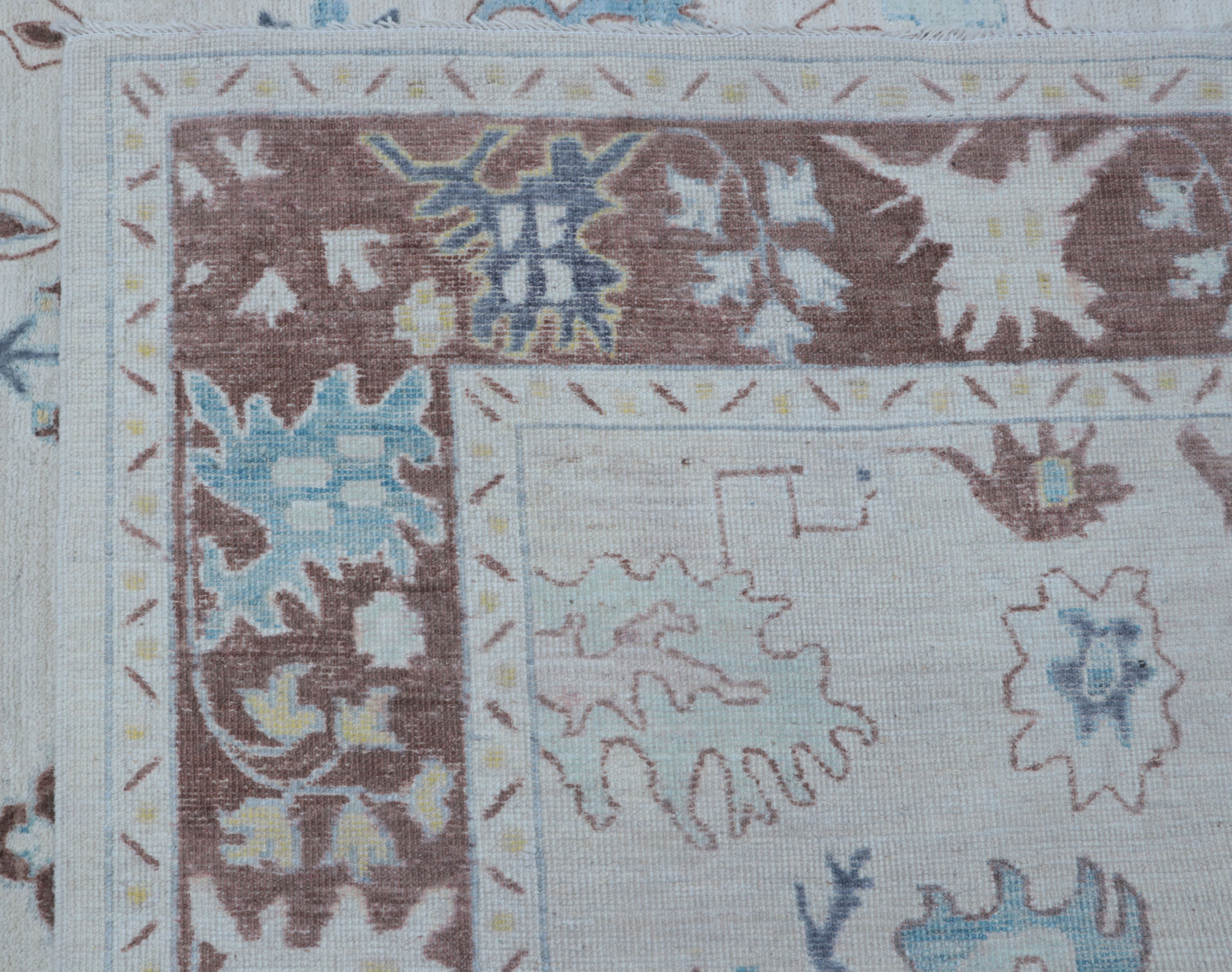 Gray Oushak Rug 6x9 ft | Handmade Wool Floral Area Rug