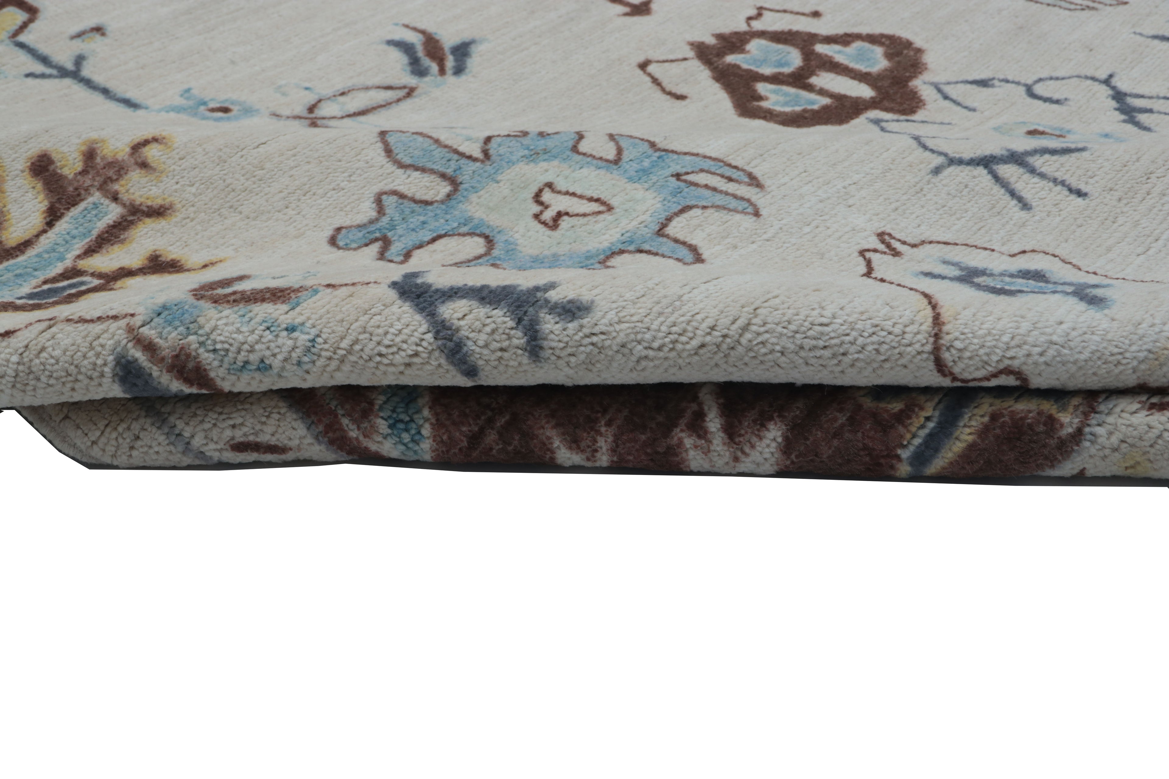 Gray Oushak Rug 6x9 ft | Handmade Wool Floral Area Rug