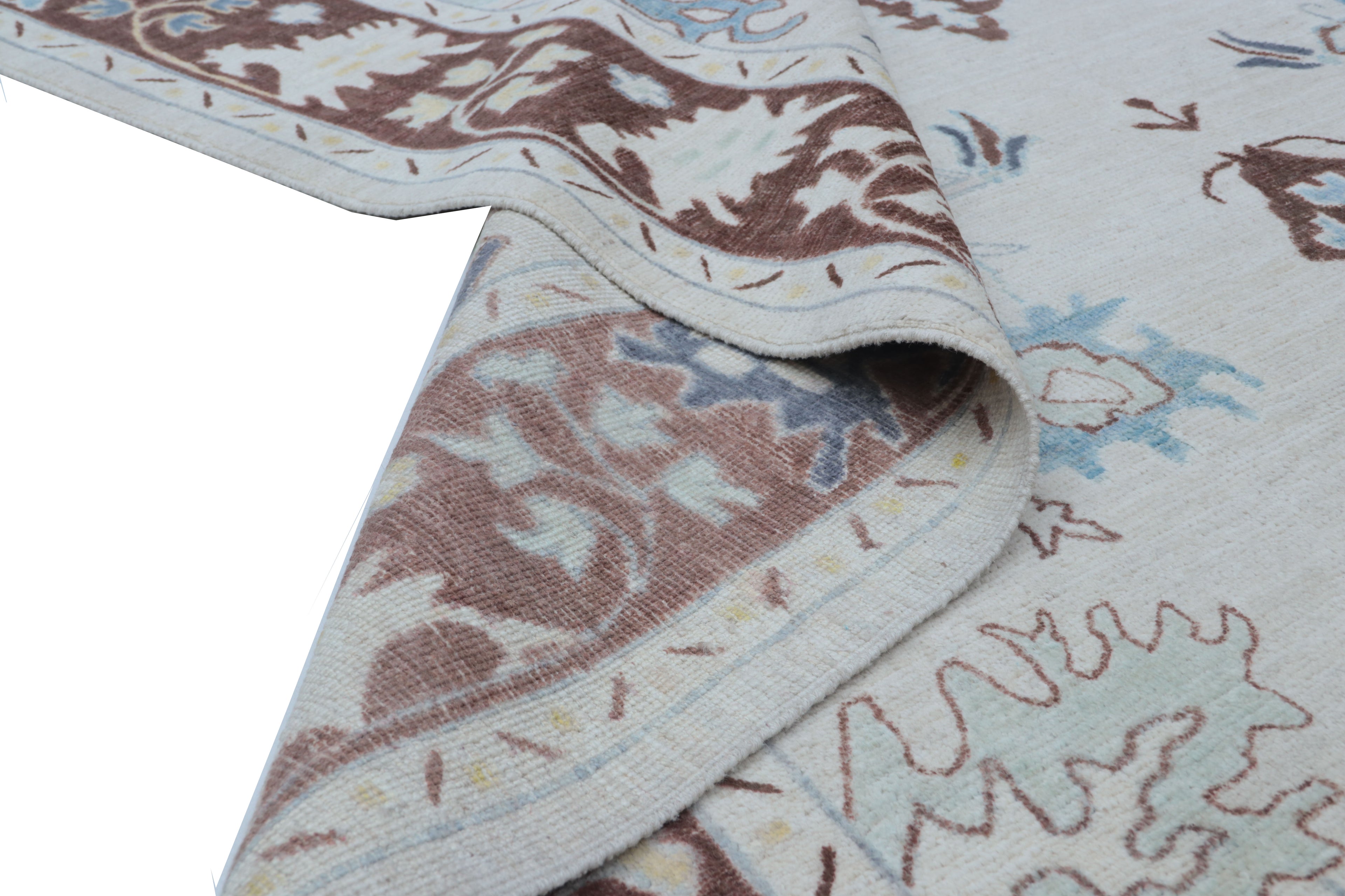 Gray Oushak Rug 6x9 ft | Handmade Wool Floral Area Rug
