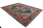 9x12 Blue Floral Handmade Cotton & Wool Rug | Luxury Area Rug