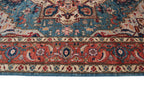 9x12 Blue Floral Handmade Cotton & Wool Rug | Luxury Area Rug