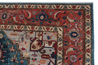 9x12 Blue Floral Handmade Cotton & Wool Rug | Luxury Area Rug