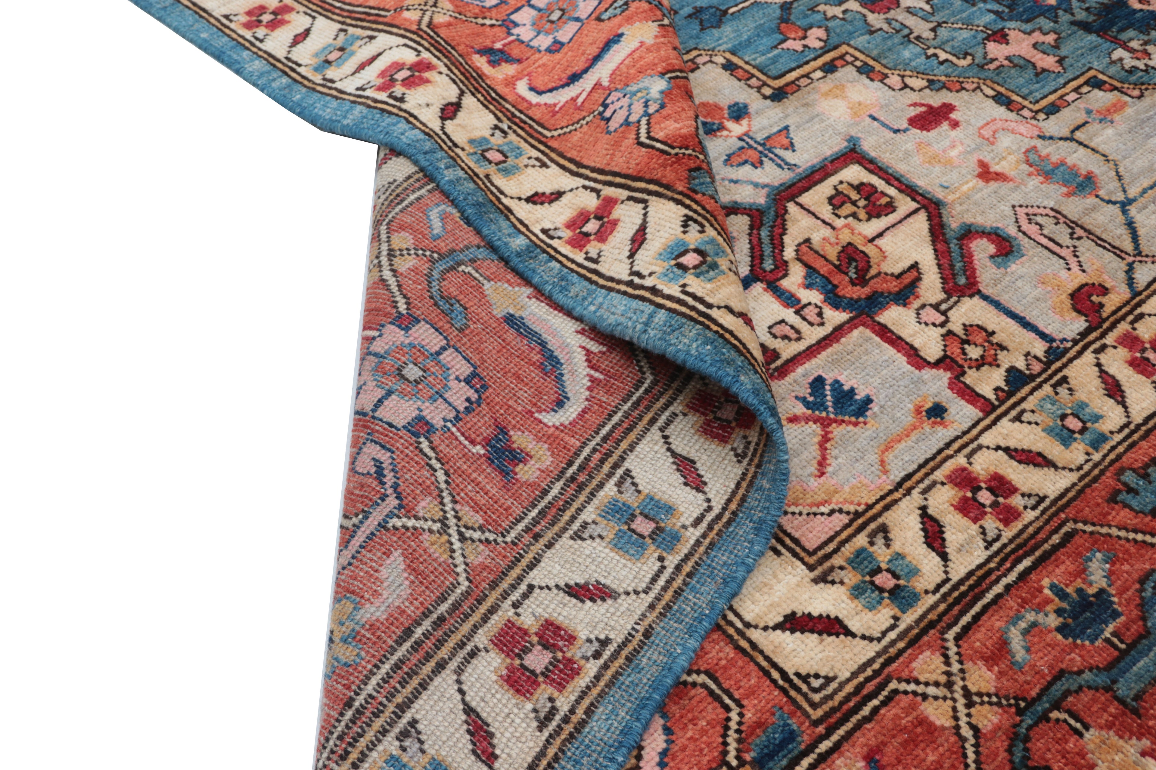 9x12 Blue Floral Handmade Cotton & Wool Rug | Luxury Area Rug