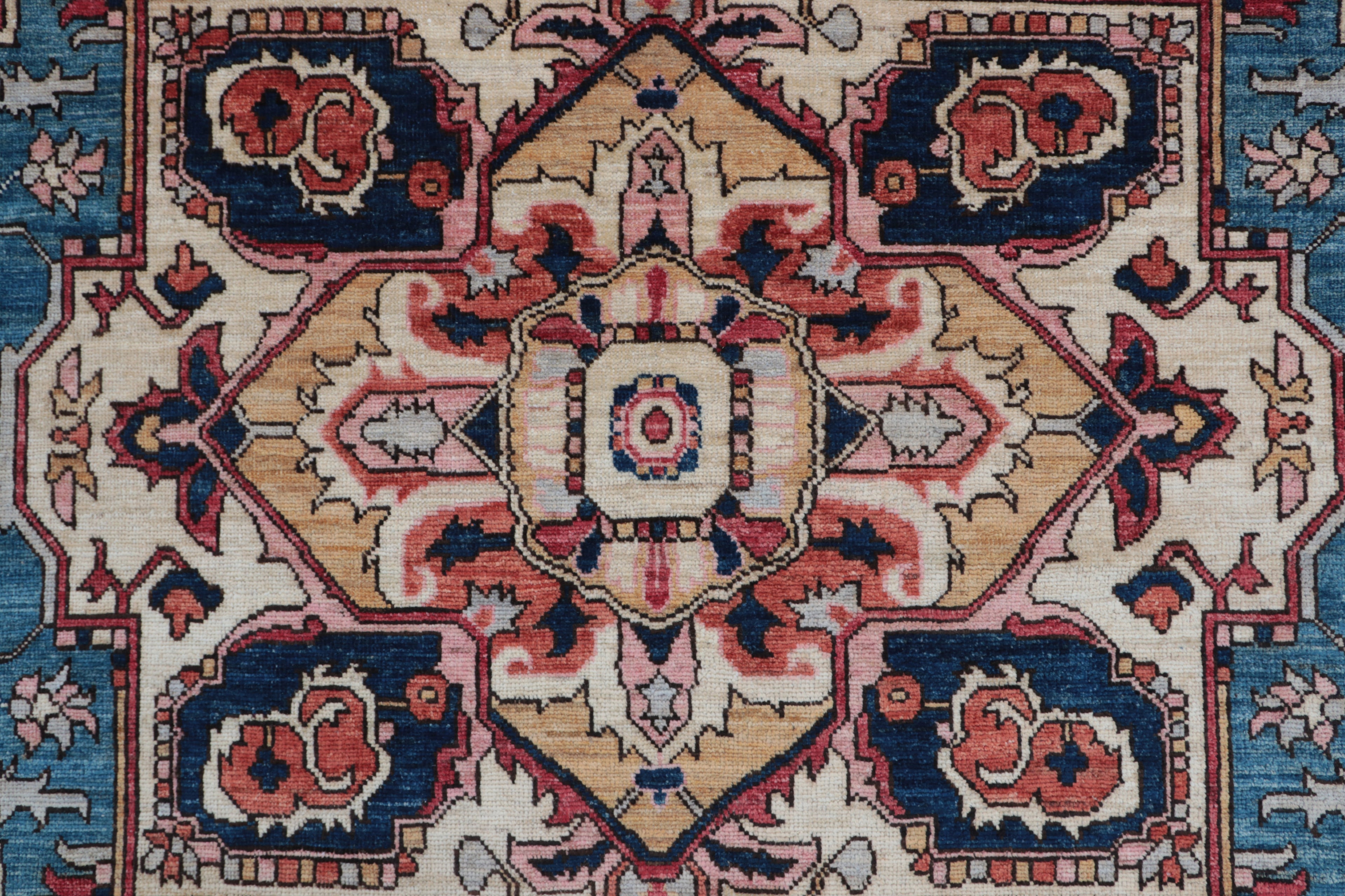 9x12 Blue Floral Handmade Cotton & Wool Rug | Luxury Area Rug