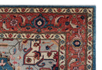 9x12 Blue Floral Handmade Cotton & Wool Rug | Luxury Area Rug