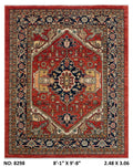 8x10 Red Oushak Wool Rug | Handmade Floral Vintage Area Rug