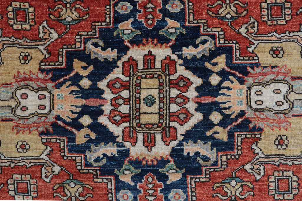 8x10 Red Oushak Wool Rug | Handmade Floral Vintage Area Rug