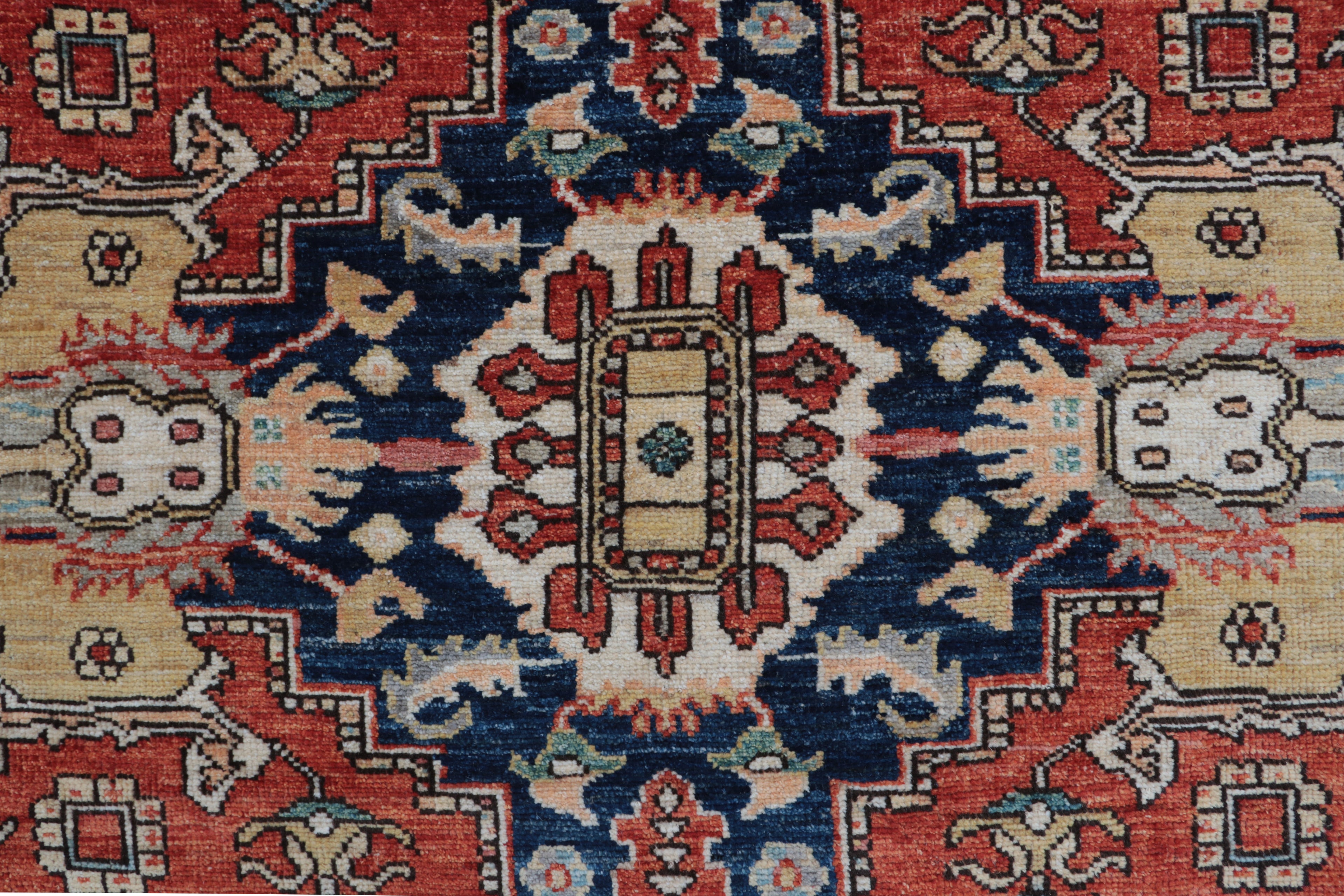 8x10 Red Oushak Wool Rug | Handmade Floral Vintage Area Rug
