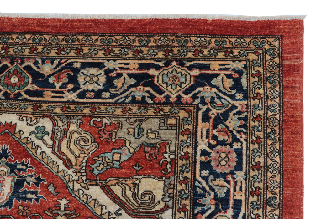 8x10 Red Oushak Wool Rug | Handmade Floral Vintage Area Rug