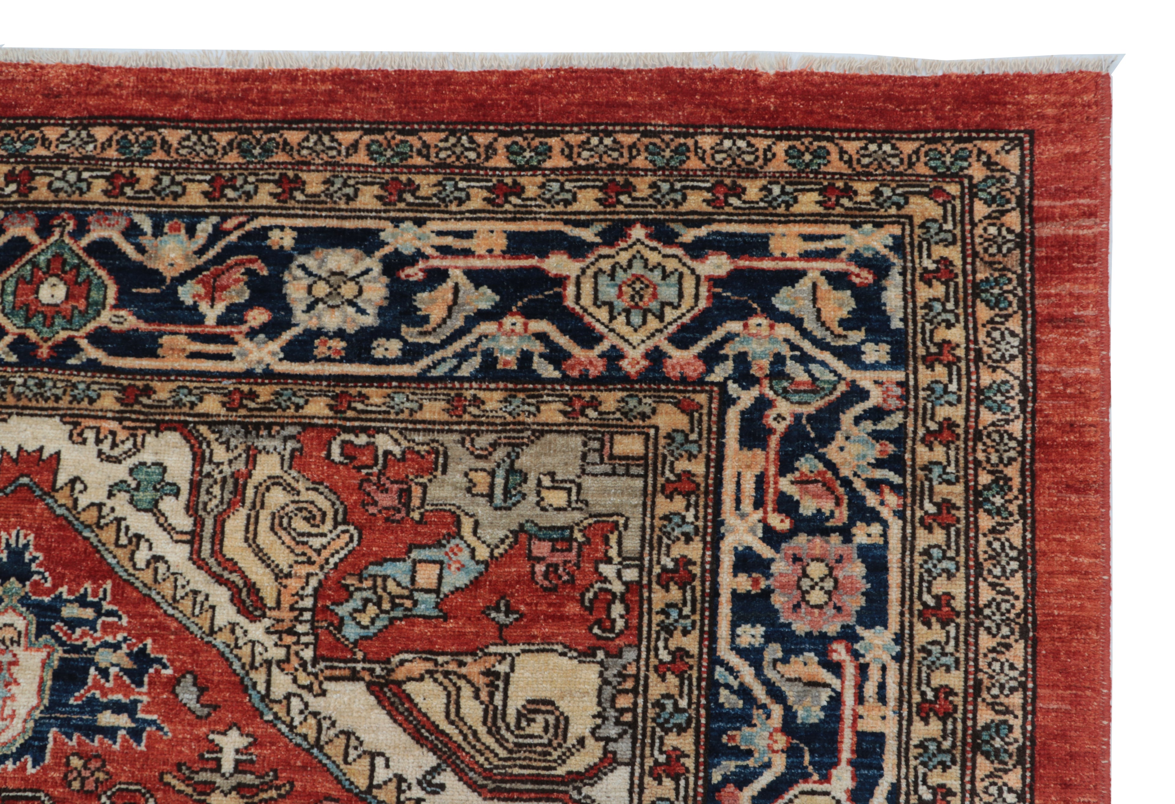 8x10 Red Oushak Wool Rug | Handmade Floral Vintage Area Rug