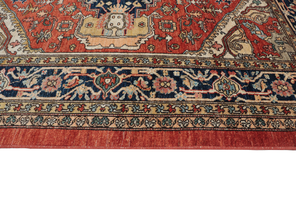 8x10 Red Oushak Wool Rug | Handmade Floral Vintage Area Rug