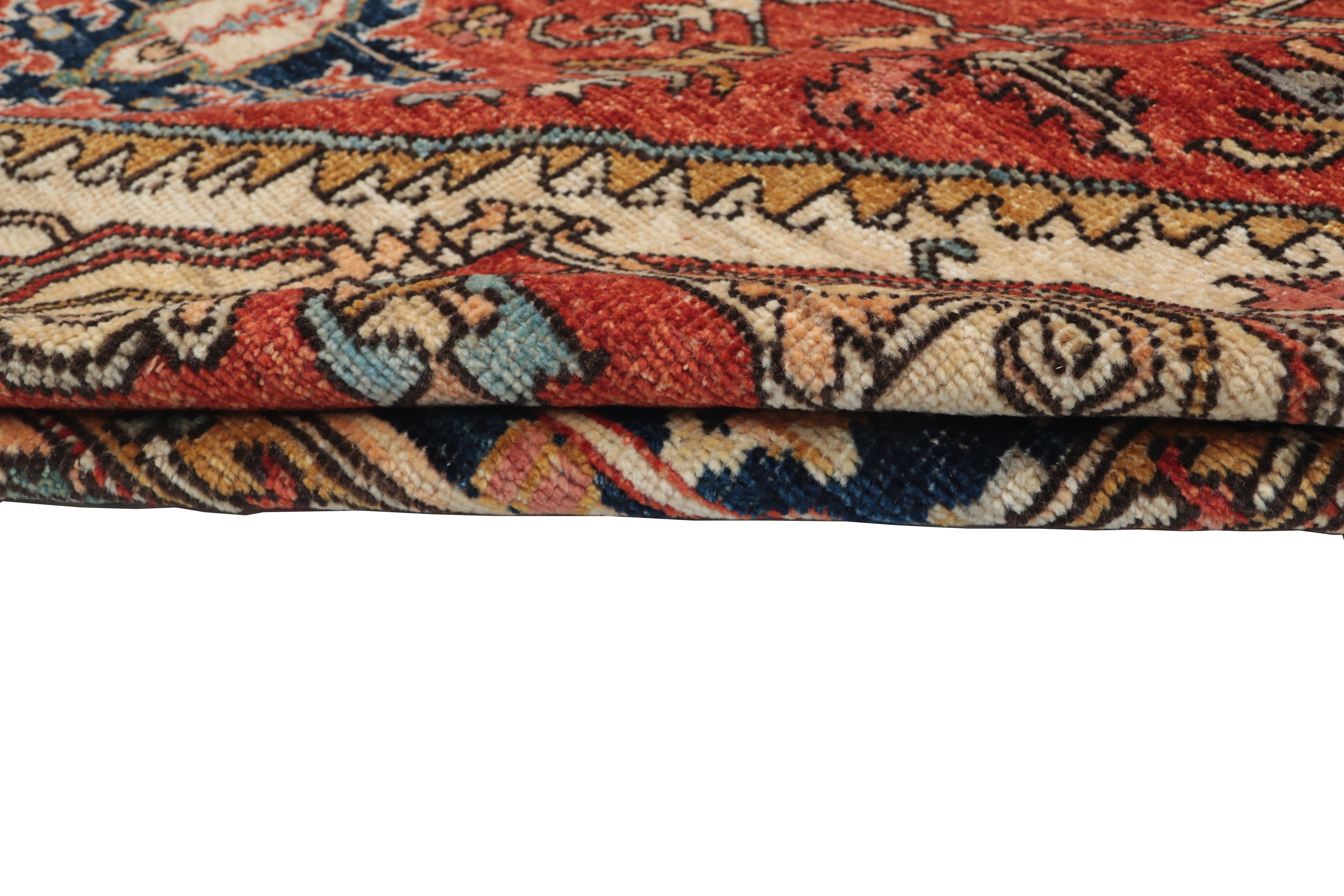 8x10 Red Oushak Wool Rug | Handmade Floral Vintage Area Rug