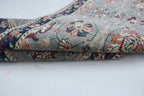 3x26 Gray & Blue Chobi Runner Rug | Handmade Wool & Cotton Floral Rug | Vegetable Dyed
