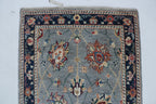 3x26 Gray Chobi Runner Rug | Handmade Wool & Cotton Floral Rug | Vegetable Dyed