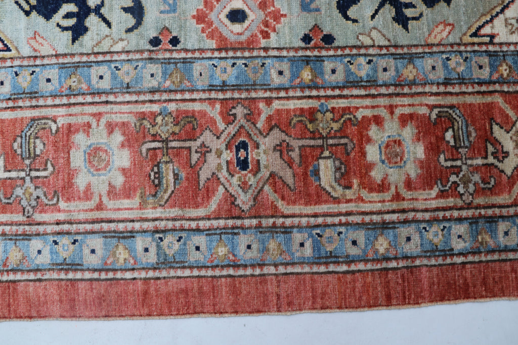 9x12 Beige Oushak Geometric Area Rug | Handmade Wool Rug