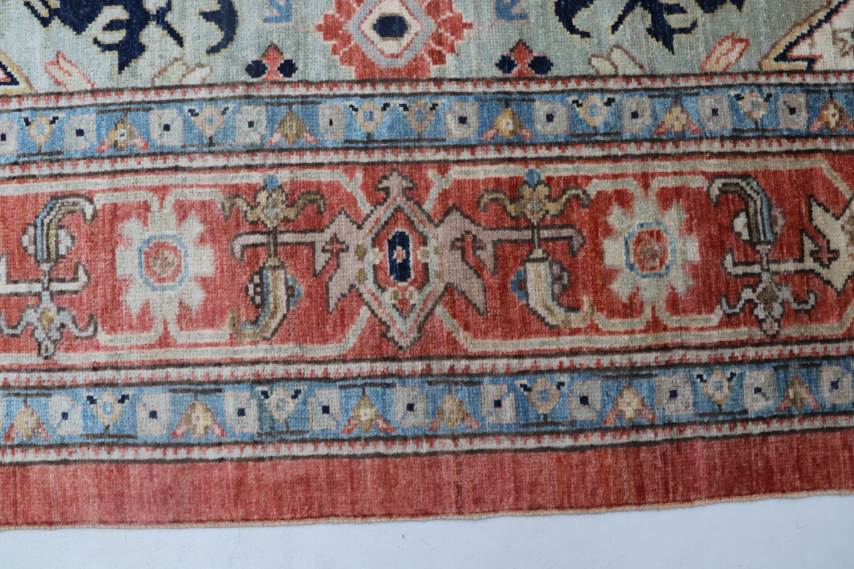 9x12 Beige Oushak Geometric Area Rug | Handmade Wool Rug