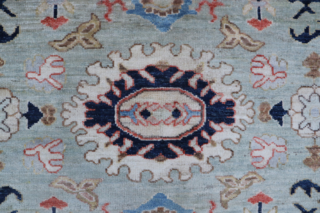 9x12 Beige Oushak Geometric Area Rug | Handmade Wool Rug