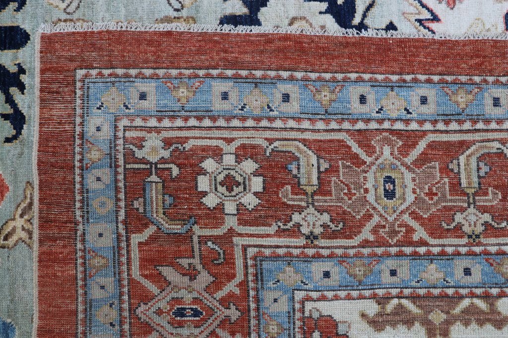 9x12 Beige Oushak Geometric Area Rug | Handmade Wool Rug