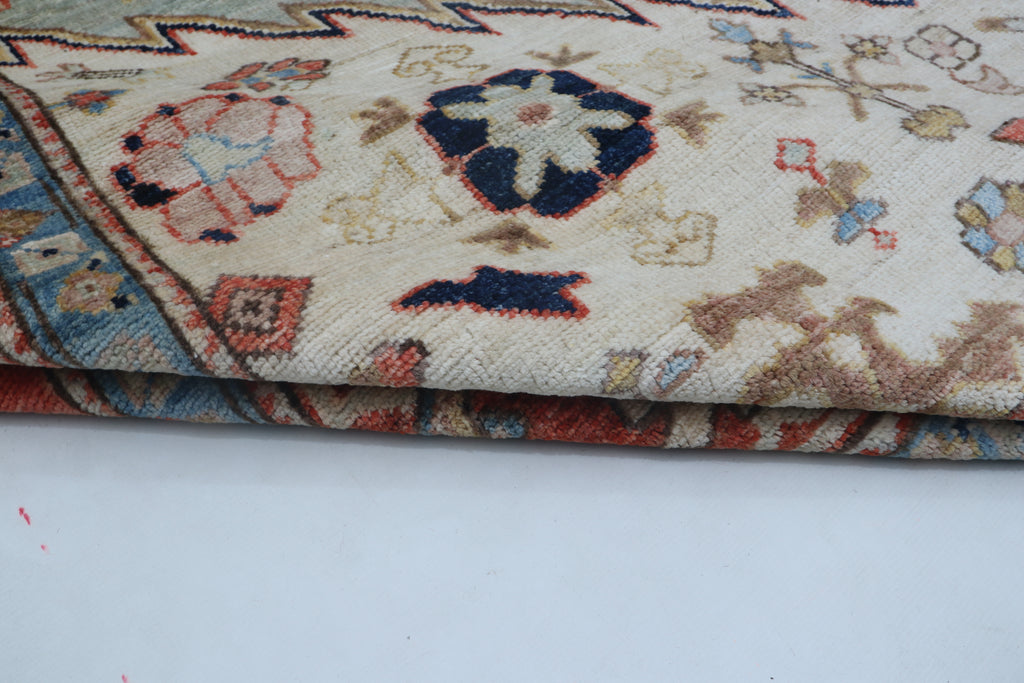 9x12 Beige Oushak Geometric Area Rug | Handmade Wool Rug