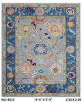 8x10 Grey Floral Handmade Wool Rug | Luxury Area Rug