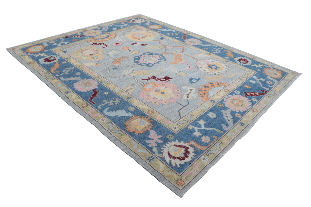 8x10 Grey Floral Handmade Wool Rug | Luxury Area Rug