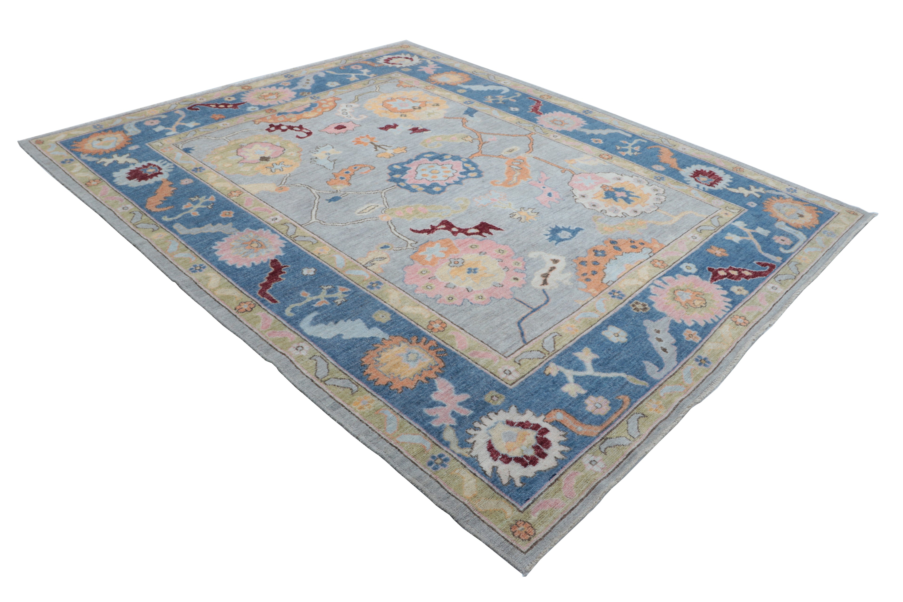 8x10 Grey Floral Handmade Wool Rug | Luxury Area Rug