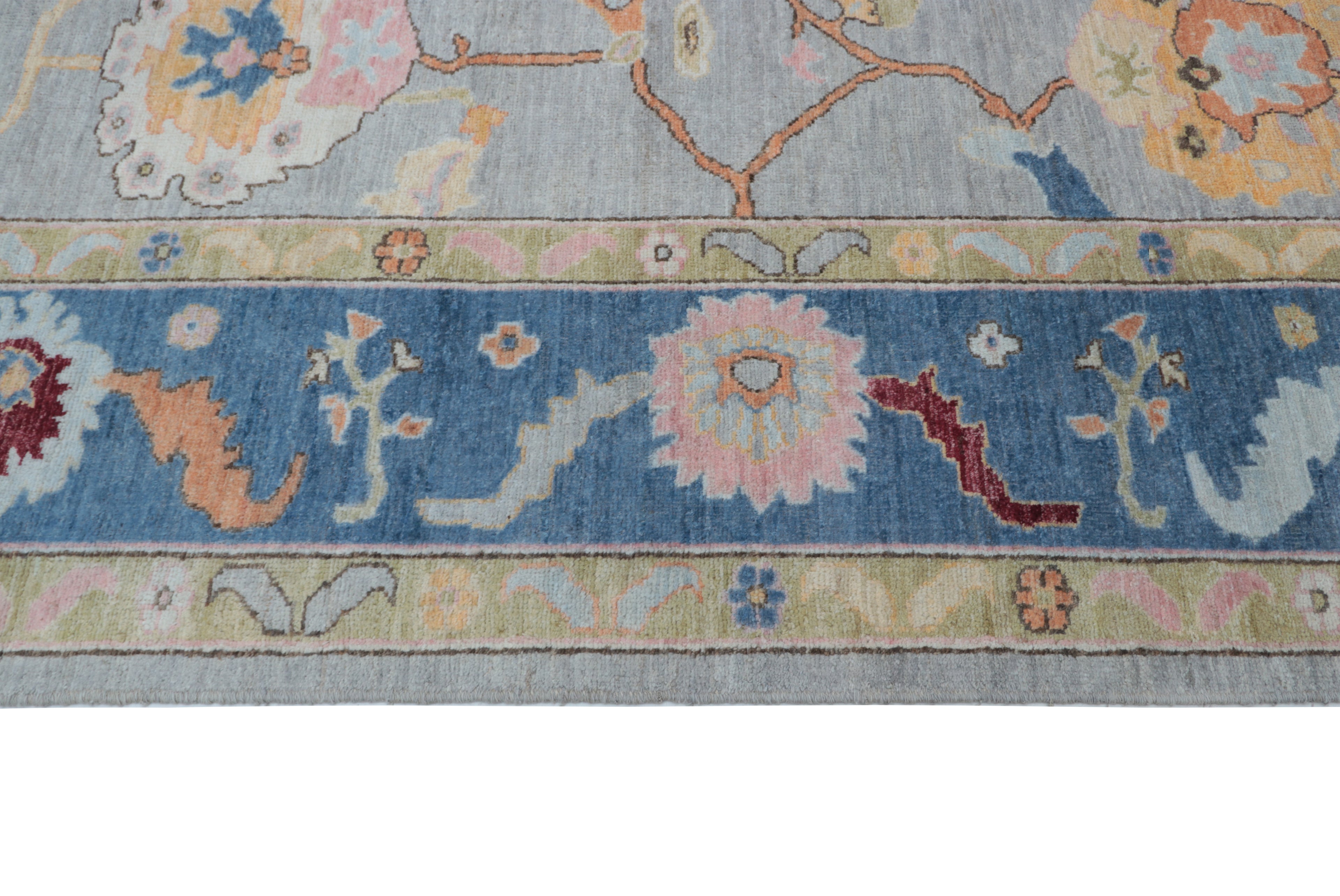 8x10 Grey Floral Handmade Wool Rug | Luxury Area Rug