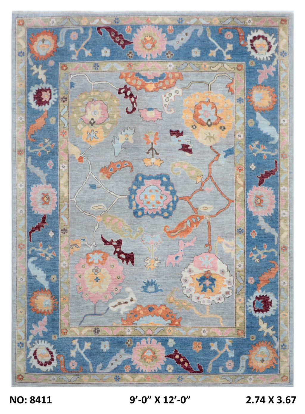 9x12 Grey Handmade Wool Rug | Premium Luxury Area Rug