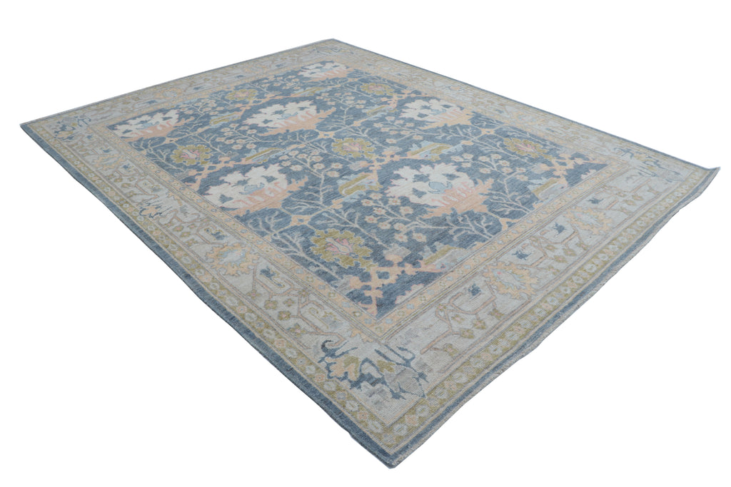 8x10 Gray Oushak Rug – Handmade Wool Floral Vintage Area Rug