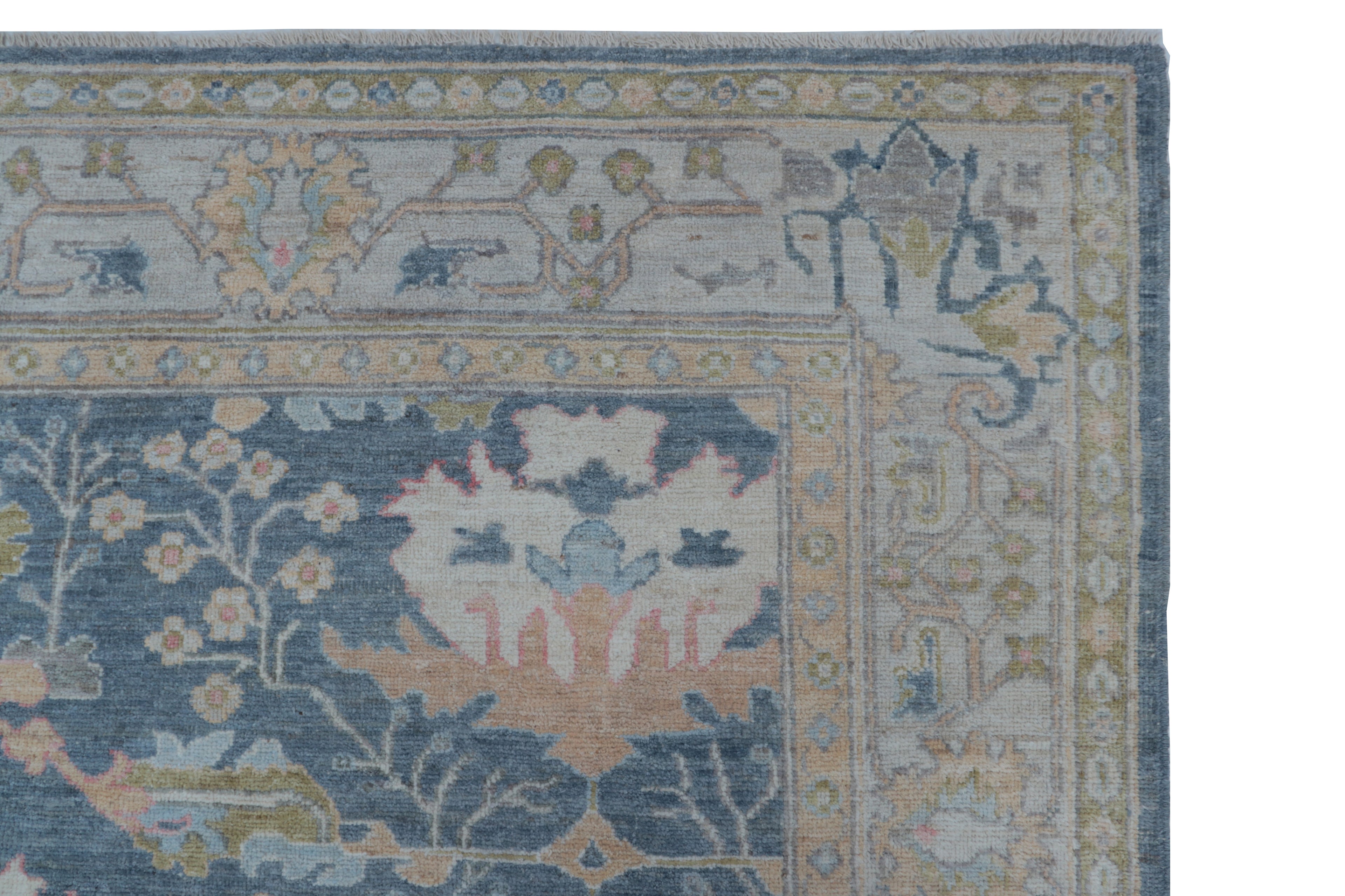 8x10 Gray Oushak Rug – Handmade Wool Floral Vintage Area Rug