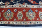 9x12 Blue Chobi Floral Area Rug | Handmade Wool & Cotton Rug