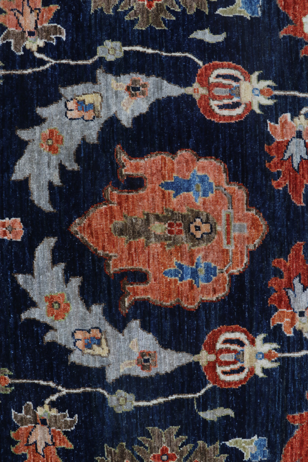 9x12 Blue Chobi Floral Area Rug | Handmade Wool & Cotton Rug