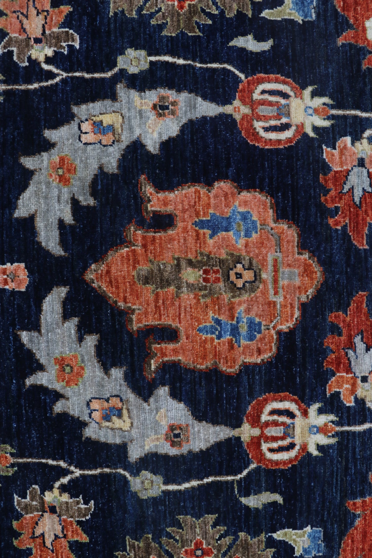 9x12 Blue Chobi Floral Area Rug | Handmade Wool & Cotton Rug